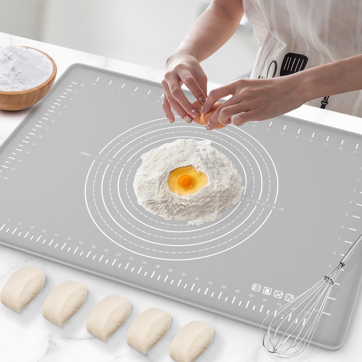 28x20 Inch Silicone Baking Dough Rolling Mat with Measurements and