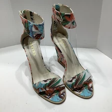 Bakers Women Ankle Strap Textile Fabric Sandal Wedges Floral Size 9M, Excellent