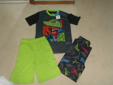 NEW, PJ  ME 3 Piece Dinosaur Pajama Pants Shirt Shorts Set, SIZE 8