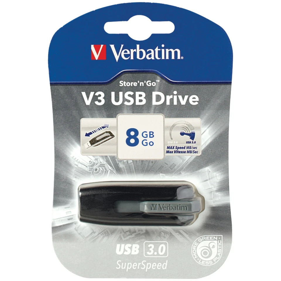 VERBATIM 49171 SuperSpeed USB 3.0 Store 'n' Go V3 Drive (8GB) - Image 3 of 3