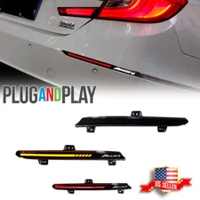 Smoked LED Reflector Tail Brake Lights for Honda Accord 18-22 Rear Bumper Lamps