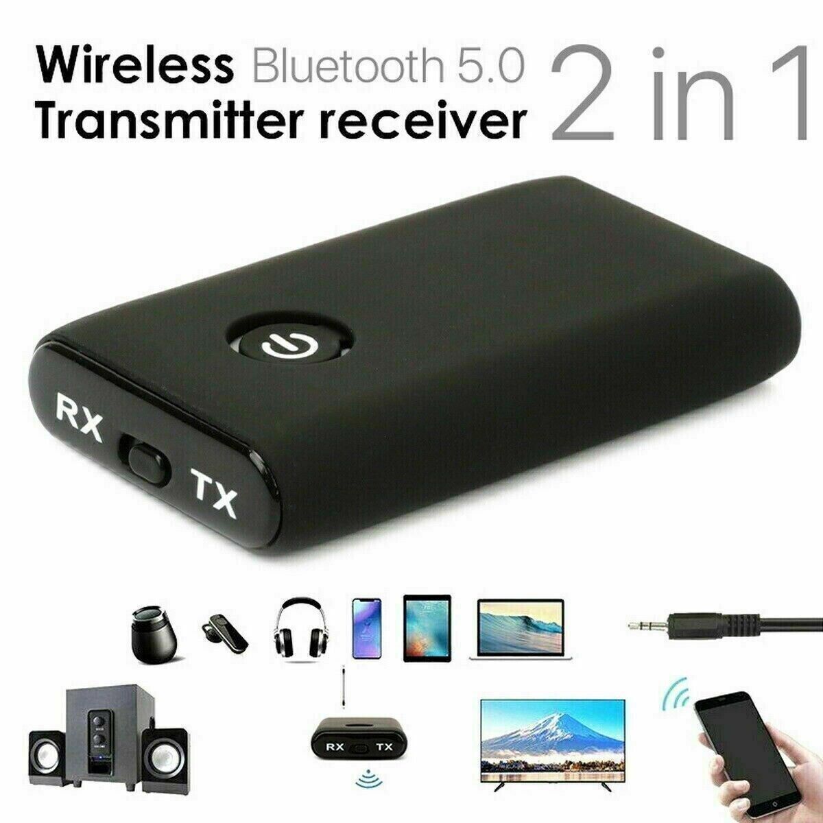2 IN 1 Bluetooth 5.0 Sender Empfänger Wireless Audio 3,5 Mm Klinke Aux Adapter