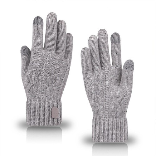 Herren Handschuhe Winter Fleece Handschuhe Warm Alpaka Wolle Strickhandschuhe - Picture 12 of 13