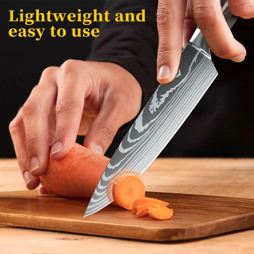 Stainless Steel Chef Knife Japanese Kitchen Knife Set Very Sharp Cutting Knives - Picture 7 of 16