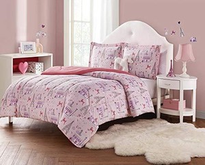 New Girls I Love Paris Pink Chic Floral 4 Pcs Full Twin 3