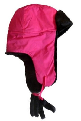 New JCP Womens Faux Fur Trapper Style Aviator Hat Neon Pink NWT