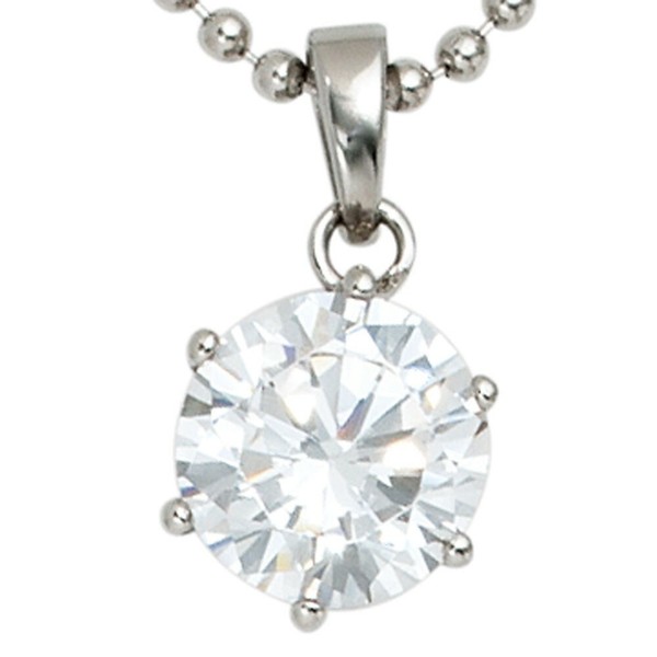 AnhäNger Mit Zirkonia Weiß Aus 925 Silber Rhodiniert Halsschmuck Damen-image