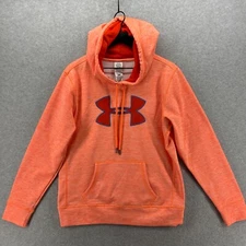 Under Armour Hoodie Womens Size Medium Orange Long Sleeve Pullover Performance