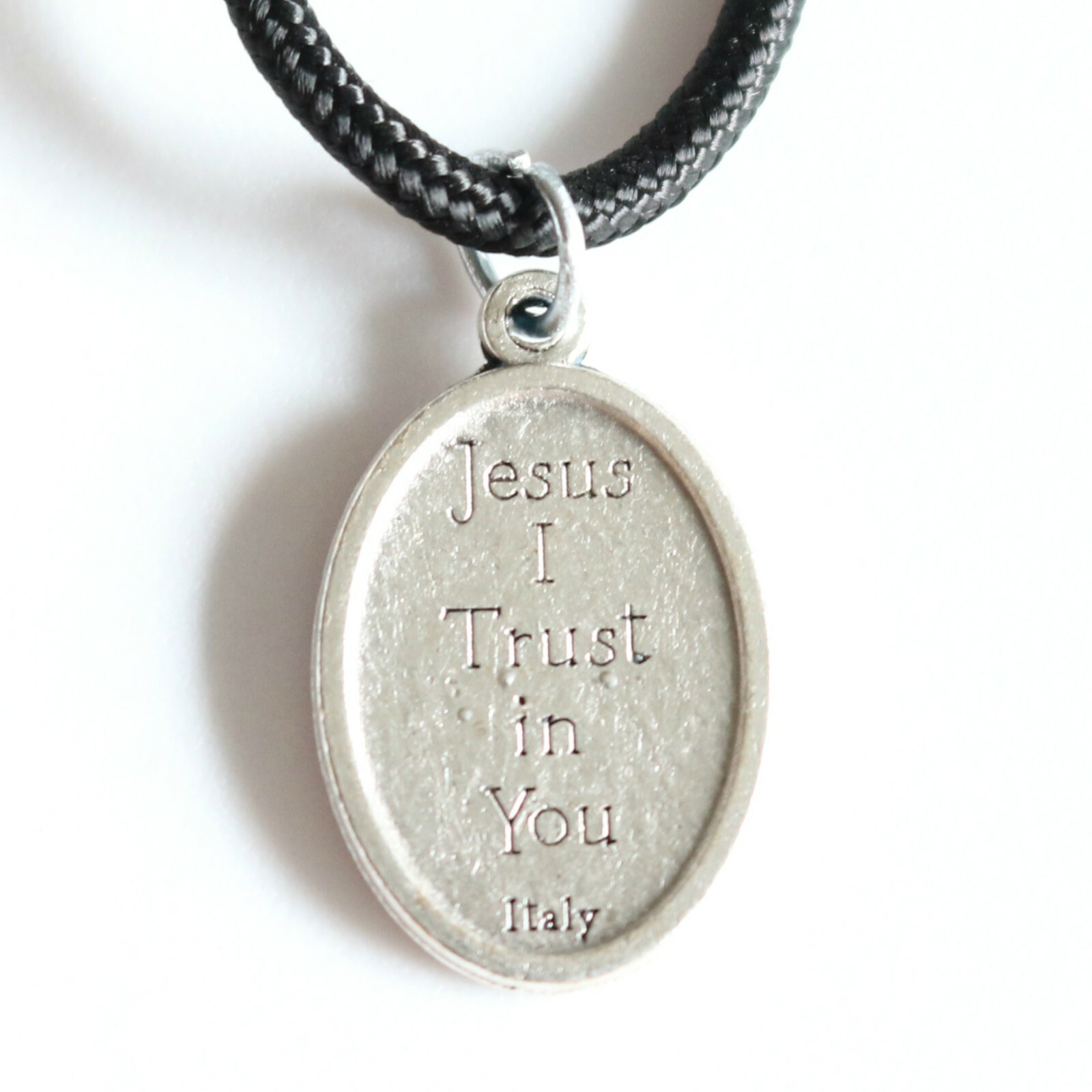 Divine Mercy Pendant Black Paracord Medal Necklace Catholic Mercy ...