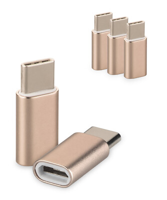 3er Set USB 3.1 Typ-C auf Micro USB Adapter gold für Samsung Galaxy M31 Type-C