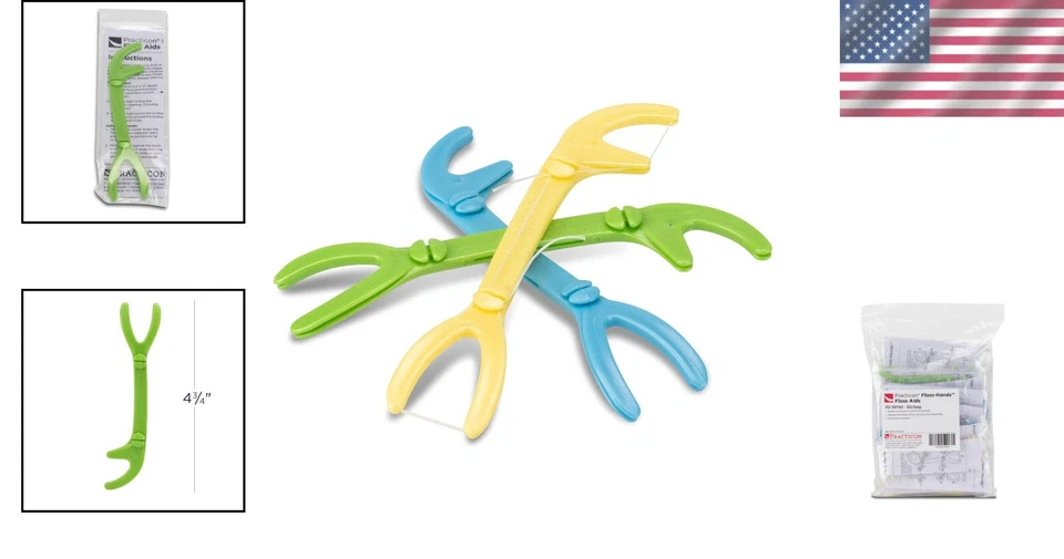 Soportes de hilo dental portátiles - 50 empaquetados individualmente, diseño de doble ángulo Foto 2 de 4
