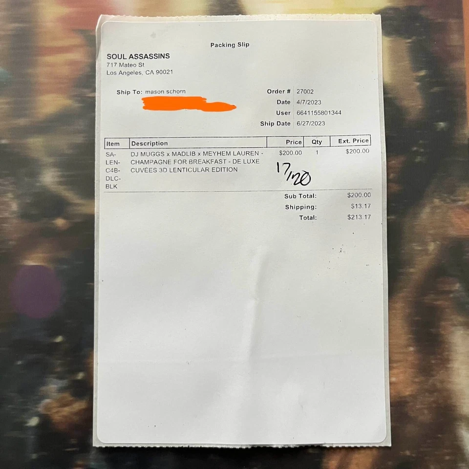 DJ Muggs, Madlib, & Meyhem "Champagne For Breakfast" Lenticular *SIGNED* #17/20 - Image 3 of 3