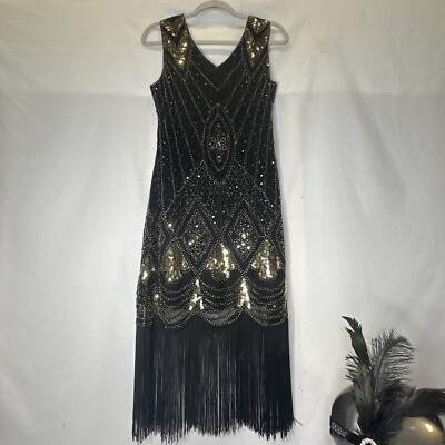 beaded fringe tank dress L'AGENCE Gracelynn Beaded Fringe Dress In Antique Gold Beaded Fringe