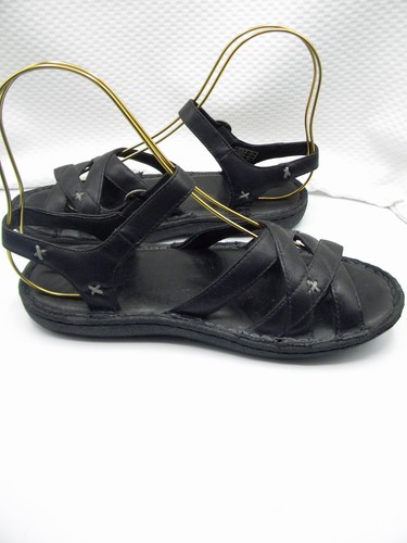 Keen BIRD Black Leather Strappy Flat Slingback Sandals Size 39.5 EU 9 US - Picture 6 of 11