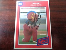 1992 Lykes Rally Signed AUTOGRAPHED Braves Mascot Card