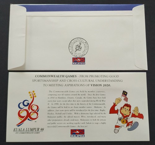1994 Malaysia Commonwealth Games Sports Mascot Flag Map Stamps Presentation Pack - Picture 4 of 4