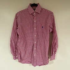 Mens Polo Ralph Lauren Custom Fit Dress Shirt Pink White 14 1/2 32/33