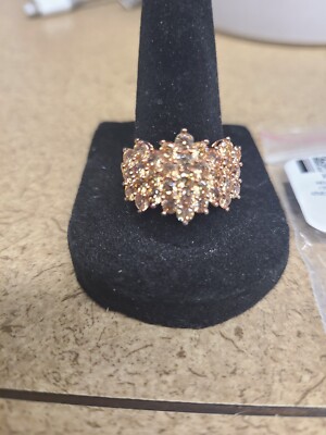 JTV Champagne Cubic Zirconia 18k Rose Gold Over Sterling Silver
