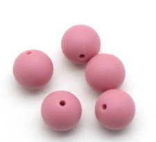 5 pc. Rose Pink Silicone 15mm beads Food Grade silicone Solid 121191078