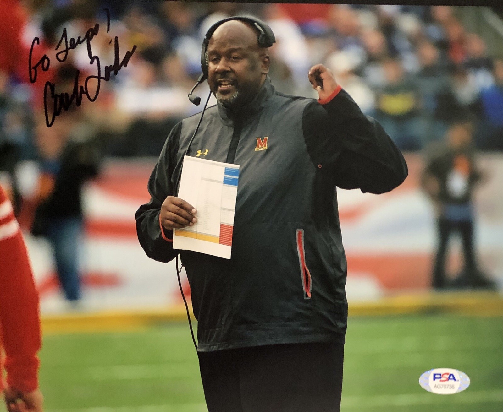 Mike Locksley Signed Autographed Maryland Terrapins 8x10 Photo Big Ten Psa/Dna 