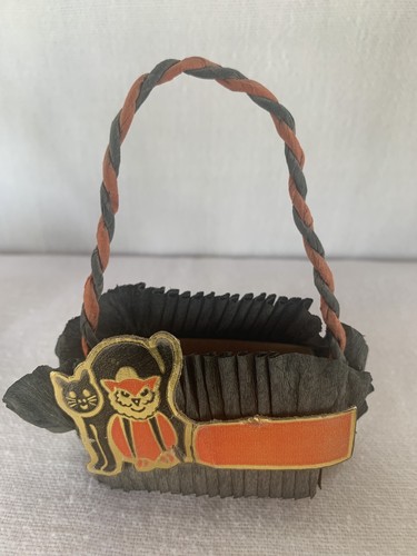 Vintage Halloween Nuss Leckerli Tassen Katze Eule Dichtungen Krepp Papier Menge 5 gedrehte Griffe - Bild 15 von 19