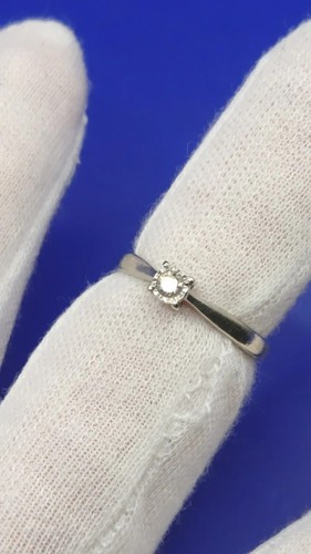 English 9ct Gold 0.08ct Diamond Solitaire Ring . UK Size N 1/2. 375. DIA. 🇬🇧 - Picture 3 of 15