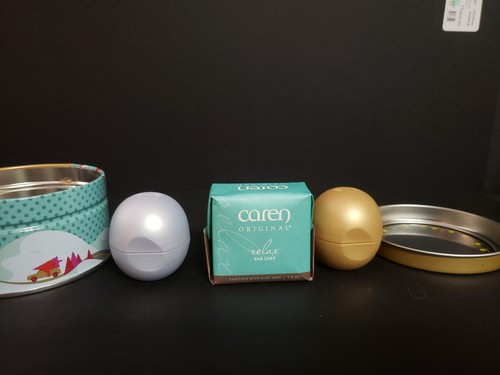 EOS Lip Balm Set First Snow Fireside Chai Caren Bar Soap Christmas Gift Tin - Picture 7 of 12
