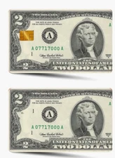 Lot x2 USA $2 Two Dollar Bill Money Credit Debit Card Skin Sticker Cover Set 030