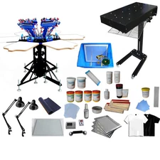 6 Color Silk Screen Printing Press Equipment Kit with Complete Supply Materialss