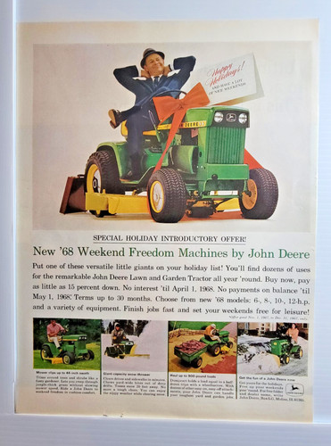 1968 John Deere Weekend Freedom Machine Tractor 11x14 ad