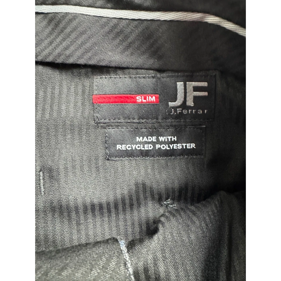 J.Ferrar Mens Ultra Comfort Slim Fit Plaid Stretch Dress Pants 29x30 Gray - Image 4 of 4