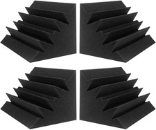 Acoustic Foam Bass Trap Studio Foam 12" X 7" X 7" Soundproof 4 Pack Black