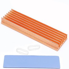 M.2 Heatsink Pure Copper Nvme 2280 SSD Heat Sink 7 Coling Fins with Silicone ...