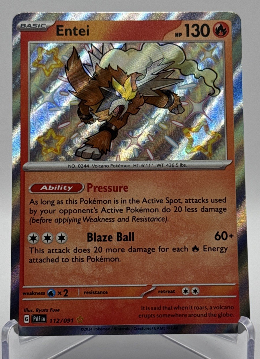Pokemon Entei Baby Shiny Holo 112/091 Paldean Fates NM