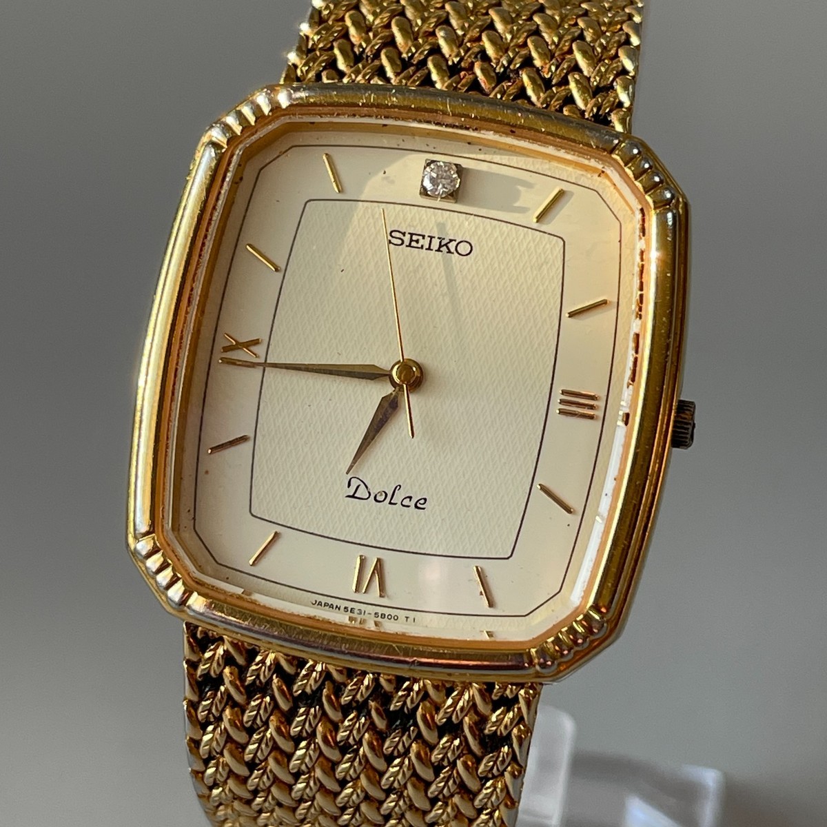 SEIKO Dolce 5E31-5A90 Vintage 1991 [US Stock] Diamond Gold Mens
