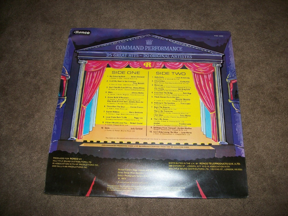 レコード　COMMAND PERFORMANCE Various, Command Performance LP - RONCO - SEALED NEW VINTAGE VINYL