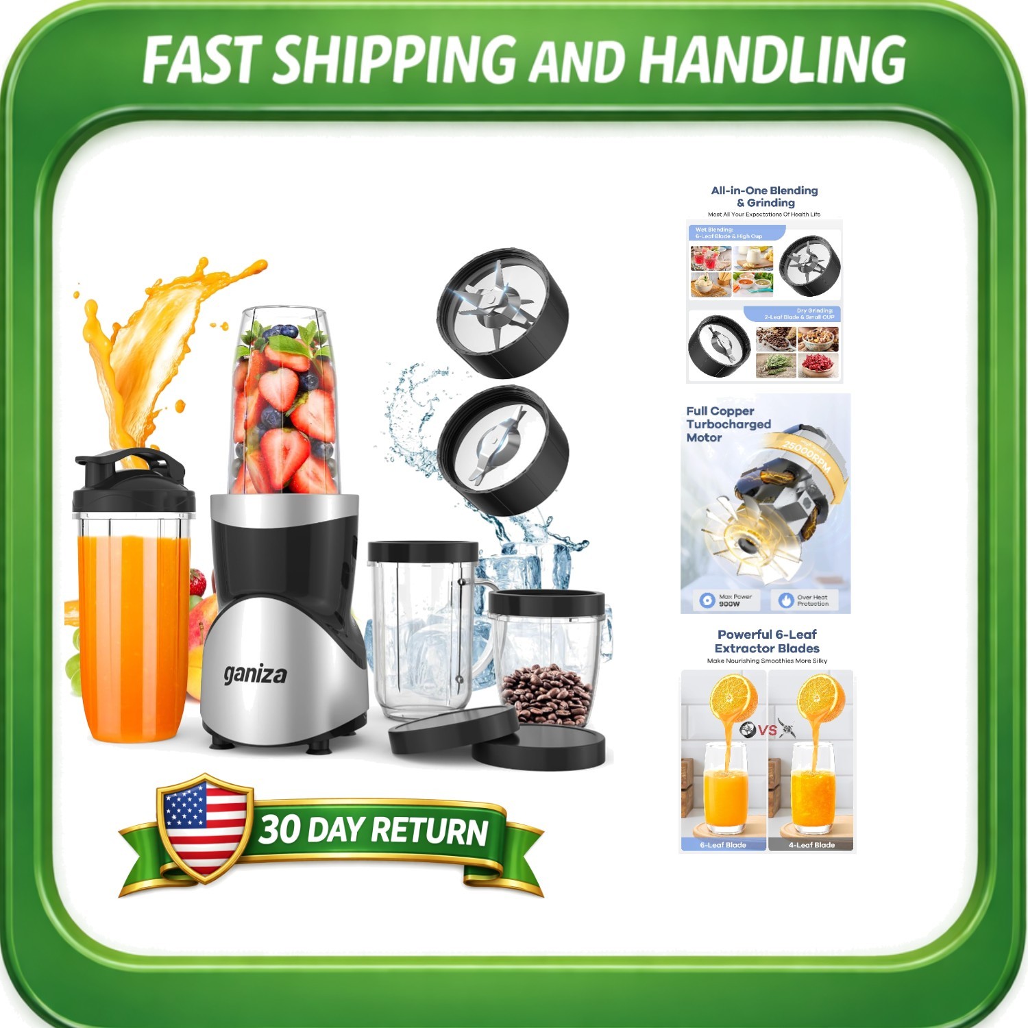 Ultimate 15-Piece Smoothie Blender & Grinder Combo - Quick & Easy Nutrition