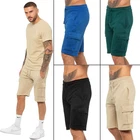 Mens Enzo Cargo Shorts Fleece Casual Beach Summer Elasticated Sports Half Pants