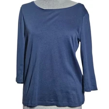 LL Bean Navy Supima Cotton Tee Size Small 