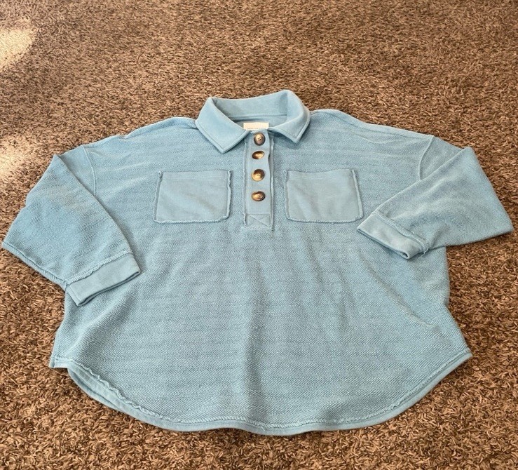 American Eagle, Button-Down, Collared Sweatshirt,… - image 1