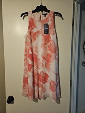 Chaps Women's Dress Size 12 Sleeveless Blue Floral Boat Neck
