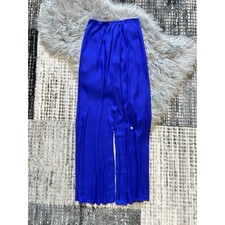 Women's Blue Satin Back Zip Flared Palazzo Pants Size Large NEW