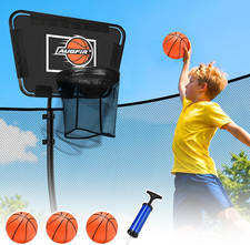 Trampoline Basketball Hoop with Metal Frame Adjustable Safety Bounce Back Kids