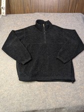 Vintage Lands’ End Sherpa Fleece Quarter Zip Made in USA Black/Gray XL (46-48)