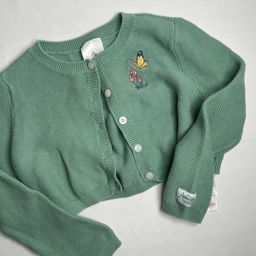 Disney Animator's Collections Green Knit Mushroom/Butterfly Button Up Cardigan - Picture 3 of 7