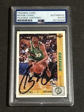 REGGIE LEWIS 1991-92 UPPER DECK SIGNED AUTOGRAPHED CARD CELTICS PSA/DNA