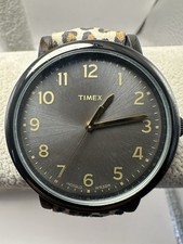 Timex T2N714 New Battery 38MM 7.5" Cheetah Print Leather Band N7