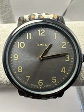 Timex T2N714 New Battery 38MM 7.5" Cheetah Print Leather Band N7