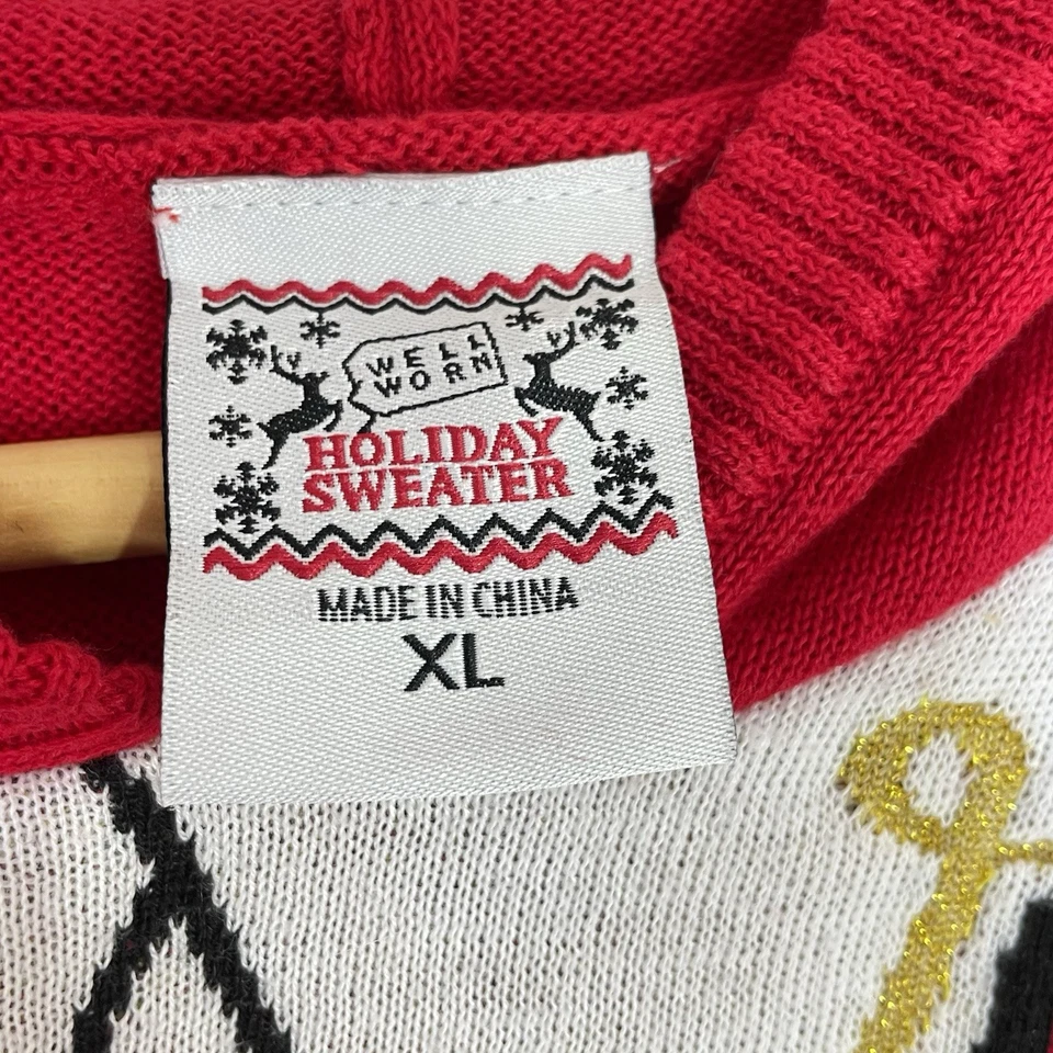 Bien Usado Vacaciones Niñas XL Navidad Suéter Vestido Festivo Rojo Dorado Tul Falda Foto 3 de 4