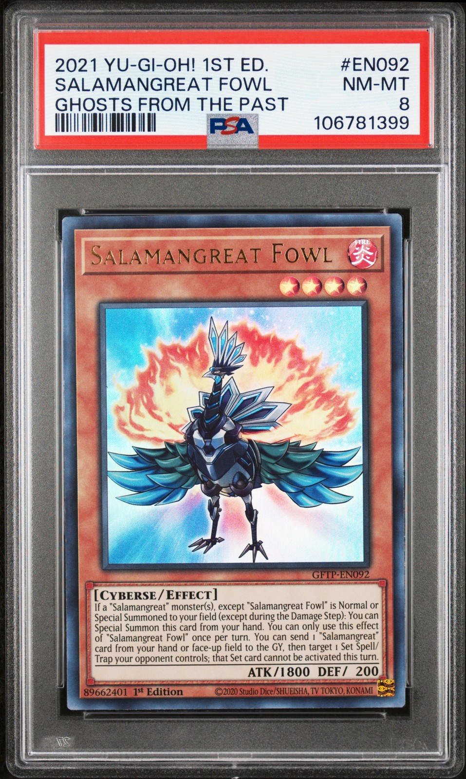2021 YU-GI-OH! GHOSTS FROM THE PAST 1ST EDITION #EN092 SALAMANGREAT FOWL PSA 8 view 1